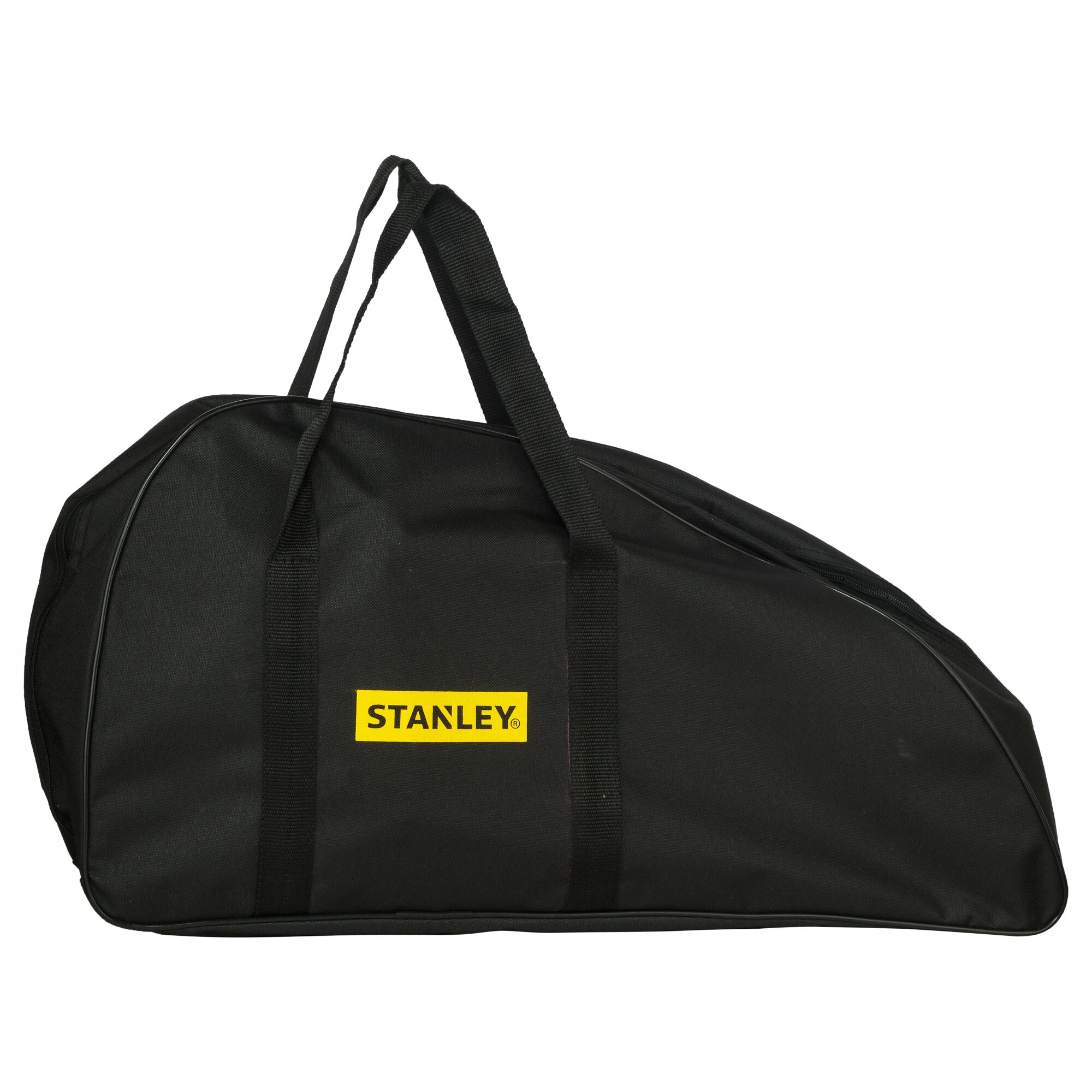 STANLEY 1-77-174 black soft carrying bag with dual handles, product photography, side angle.