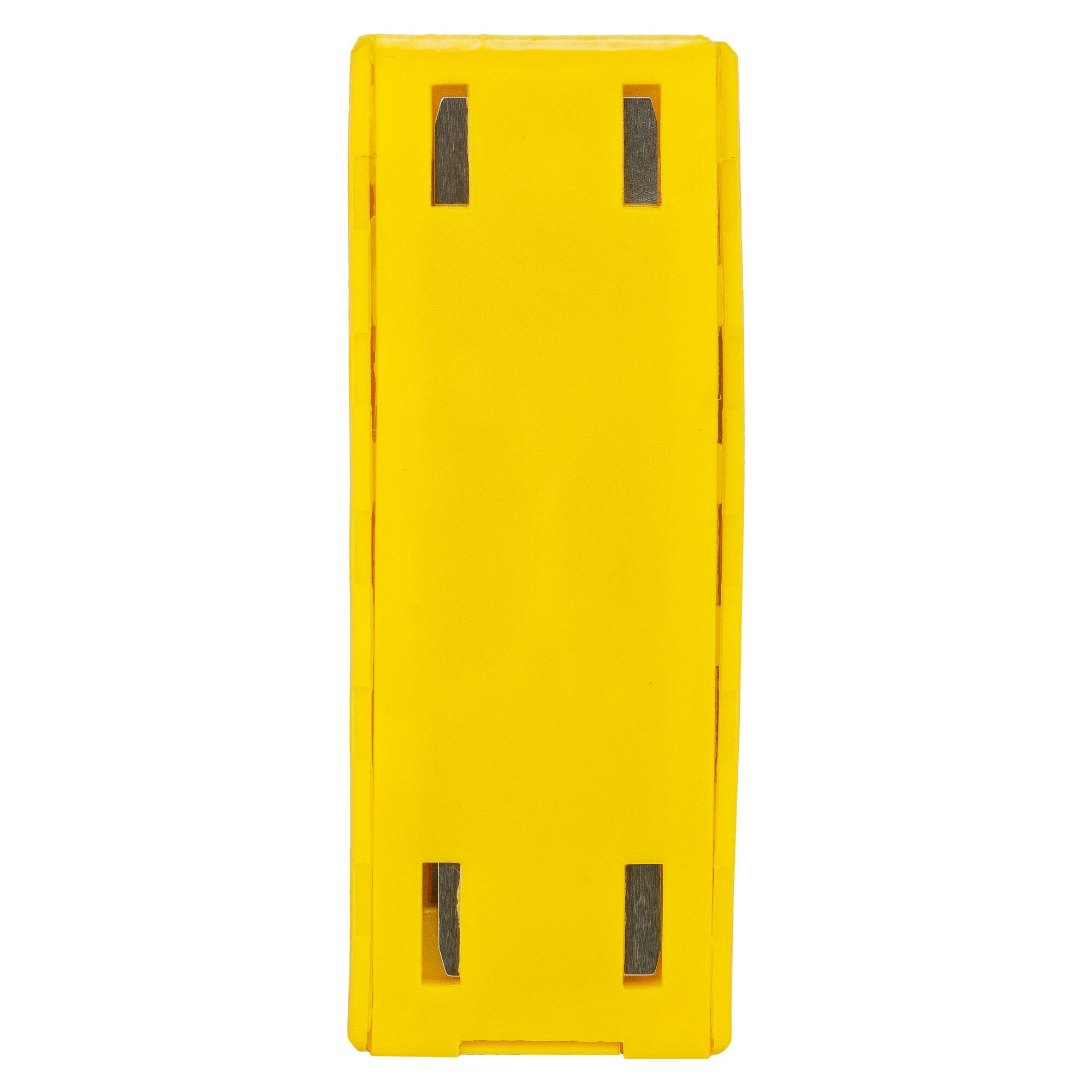 Photo of STANLEY 11-921H yellow utility knife blade dispenser, front view, with four visible blade slots.
