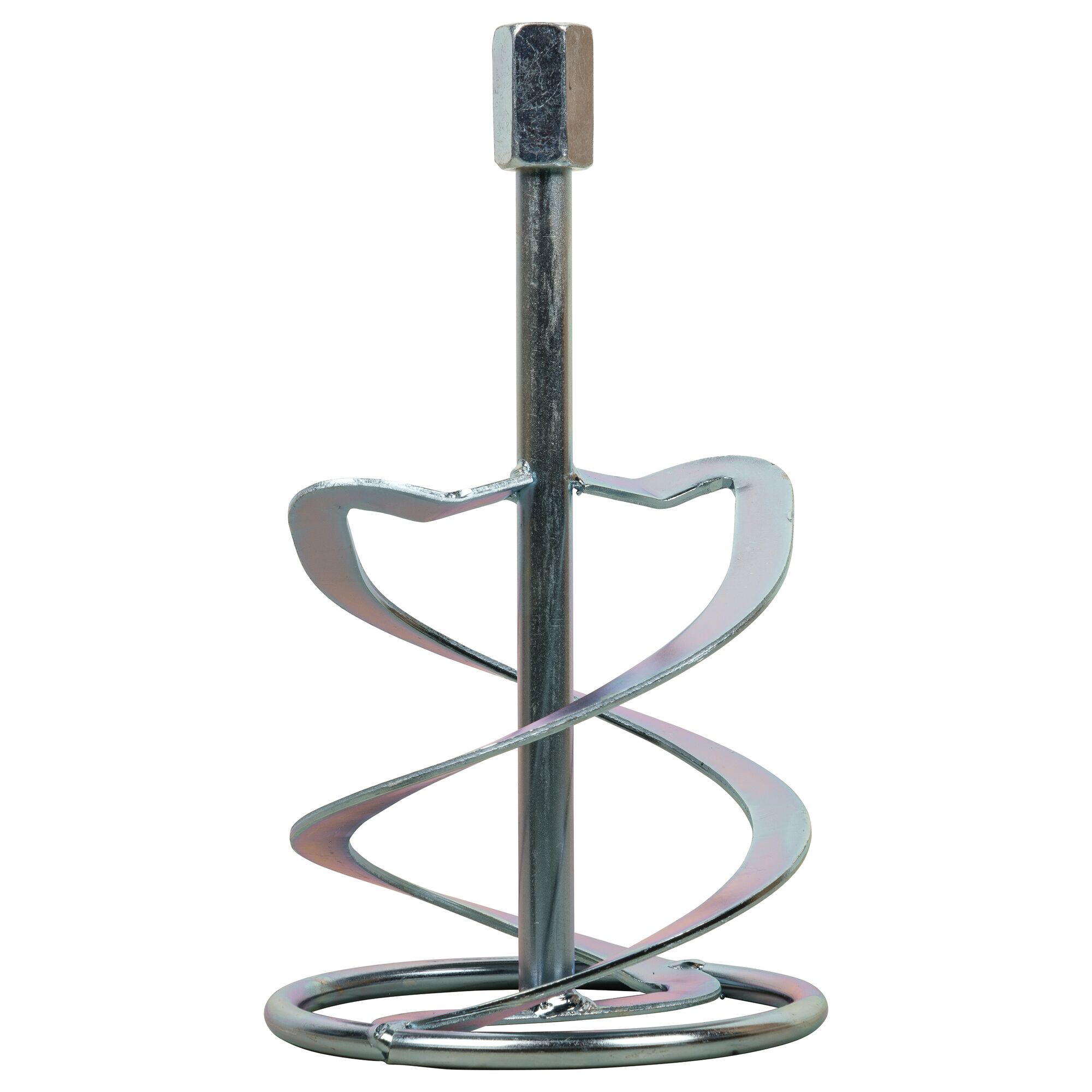 STANLEY SDR1400-KR metal spiral mixing paddle, front angle, for mixing paints or compounds.