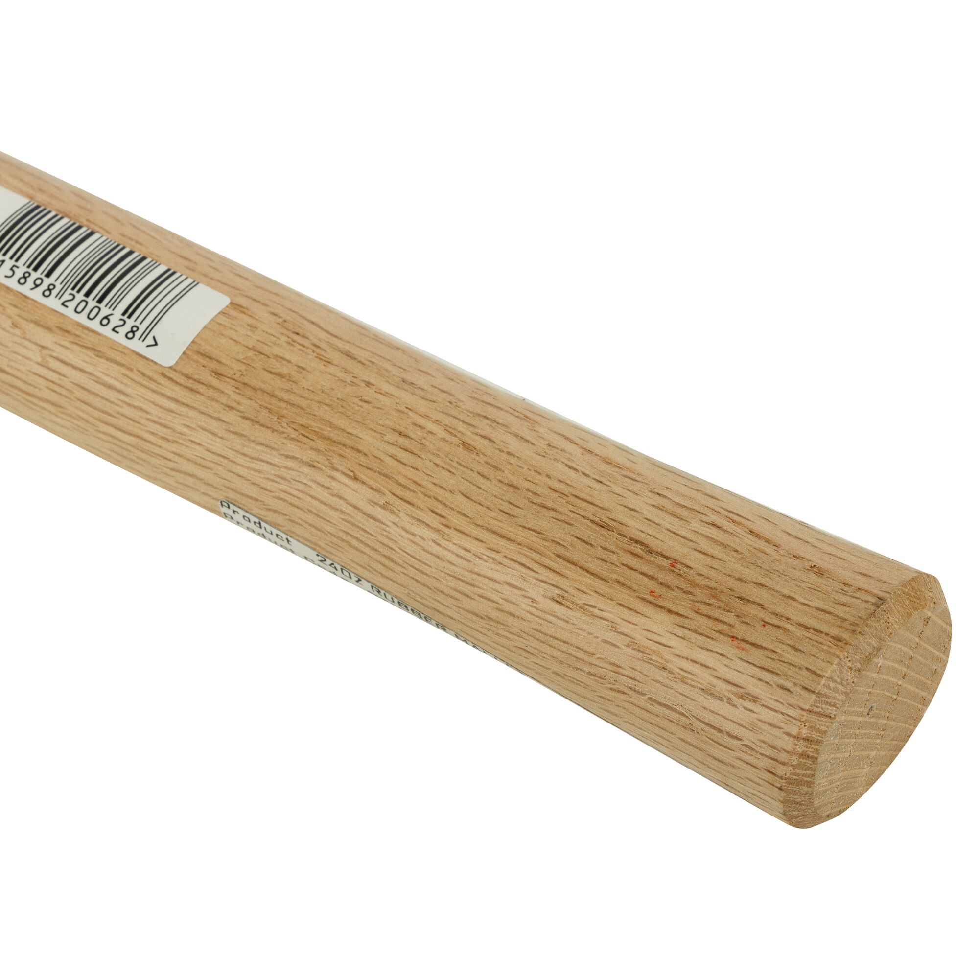 STANLEY STHT57528-8 wooden hammer handle, light natural wood, close-up angle on white background.