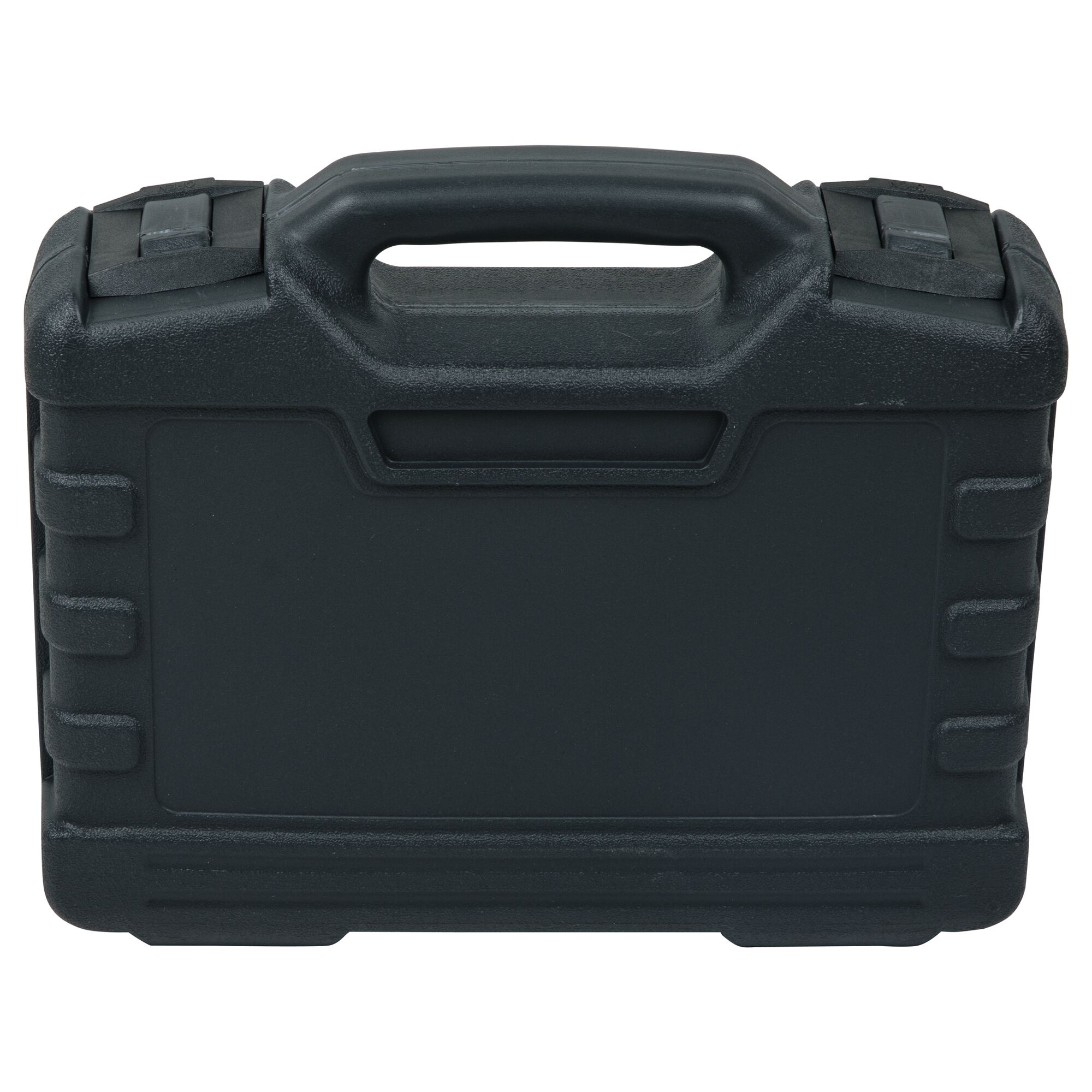 STANLEY STHT74981 tool case front angle, black hard plastic with handle and secure latches.