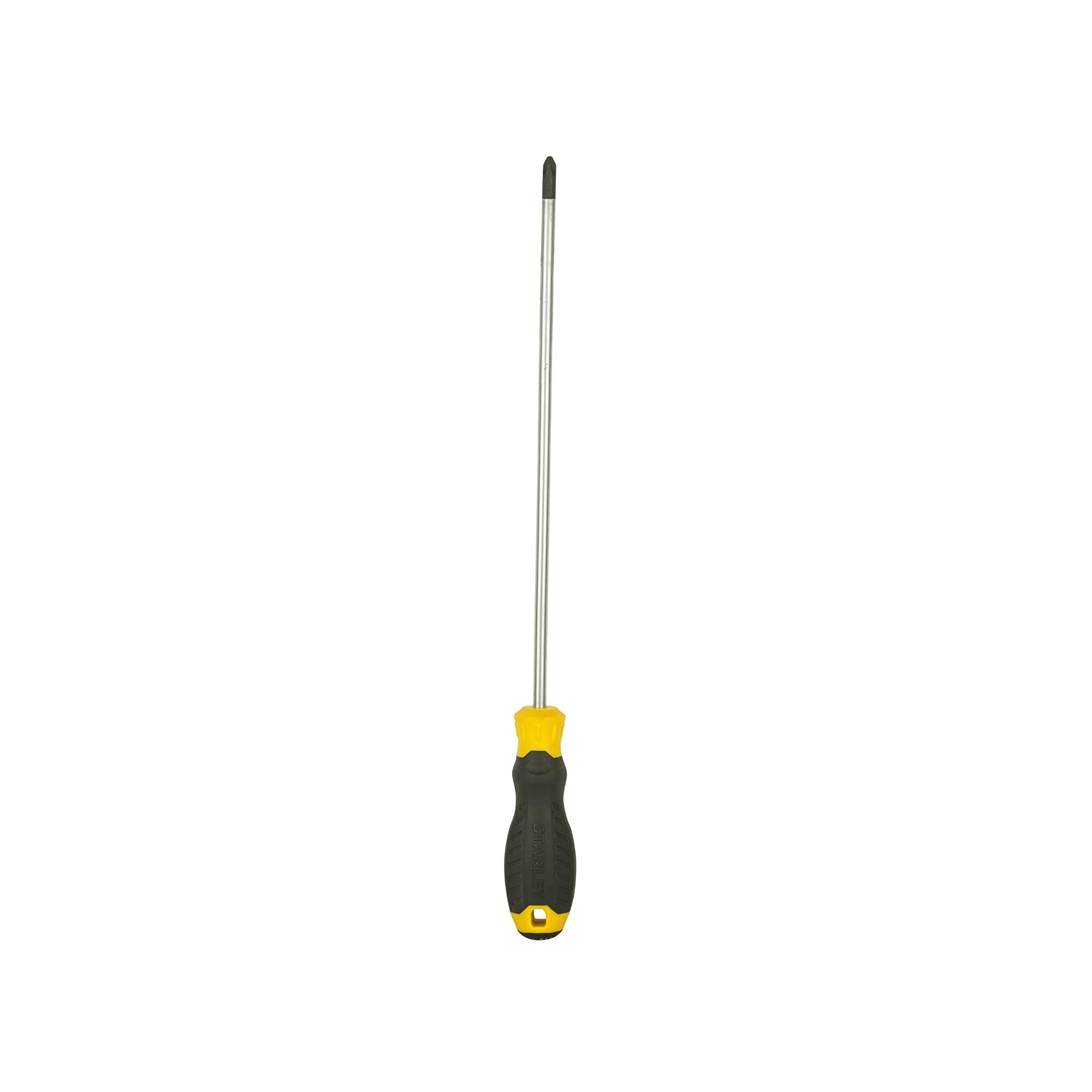 STANLEY STMT60813-8 Phillips screwdriver with yellow and black handle, front view, on white background.