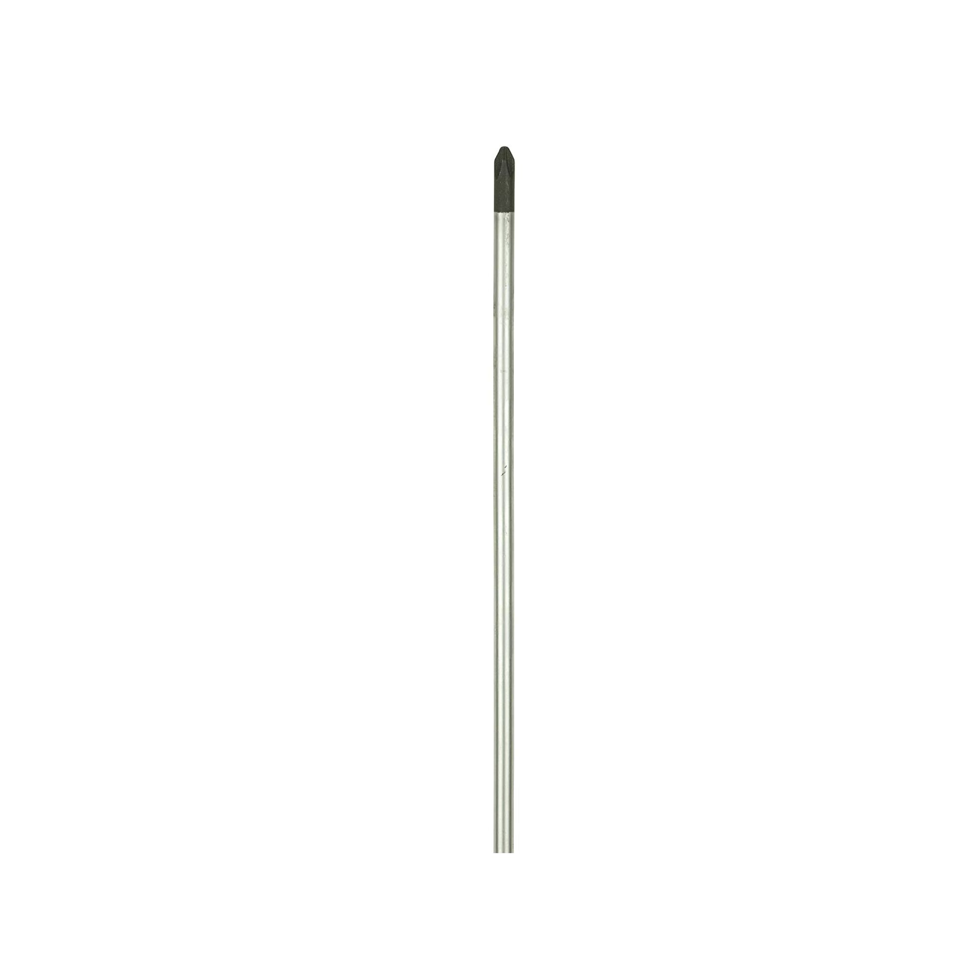 A metal Phillips screwdriver bit with a black tip, shown vertically on a white background.