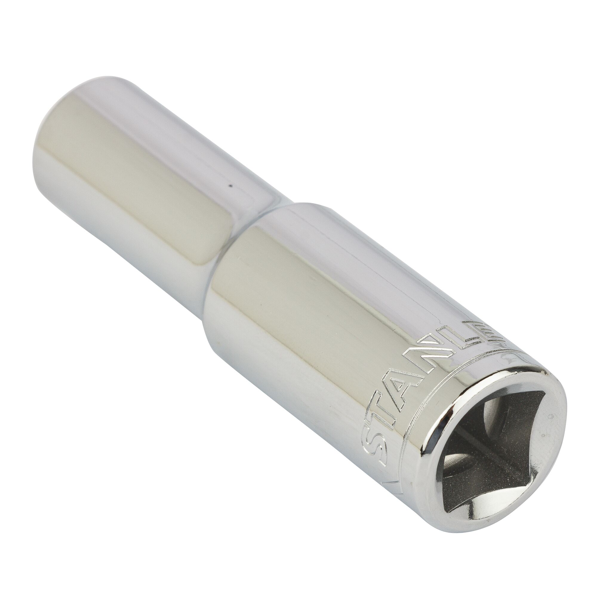 STANLEY STMT73326-8B chrome socket tool, angled view on white background.