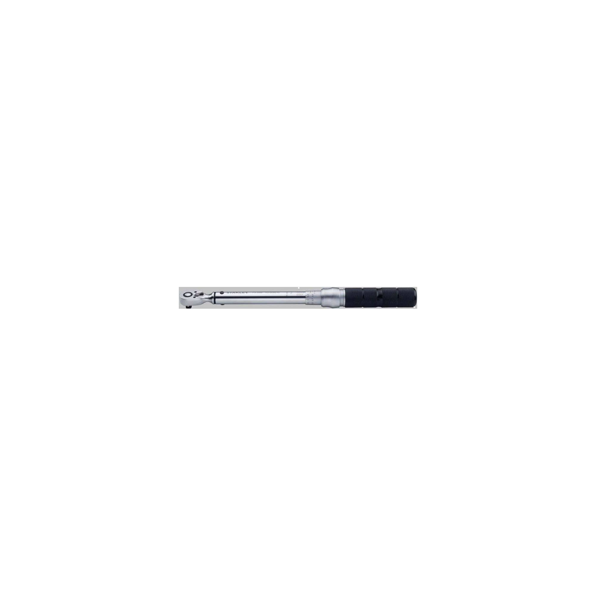 STANLEY STMT73590-8 torque wrench with black grip, side angle, on white background.