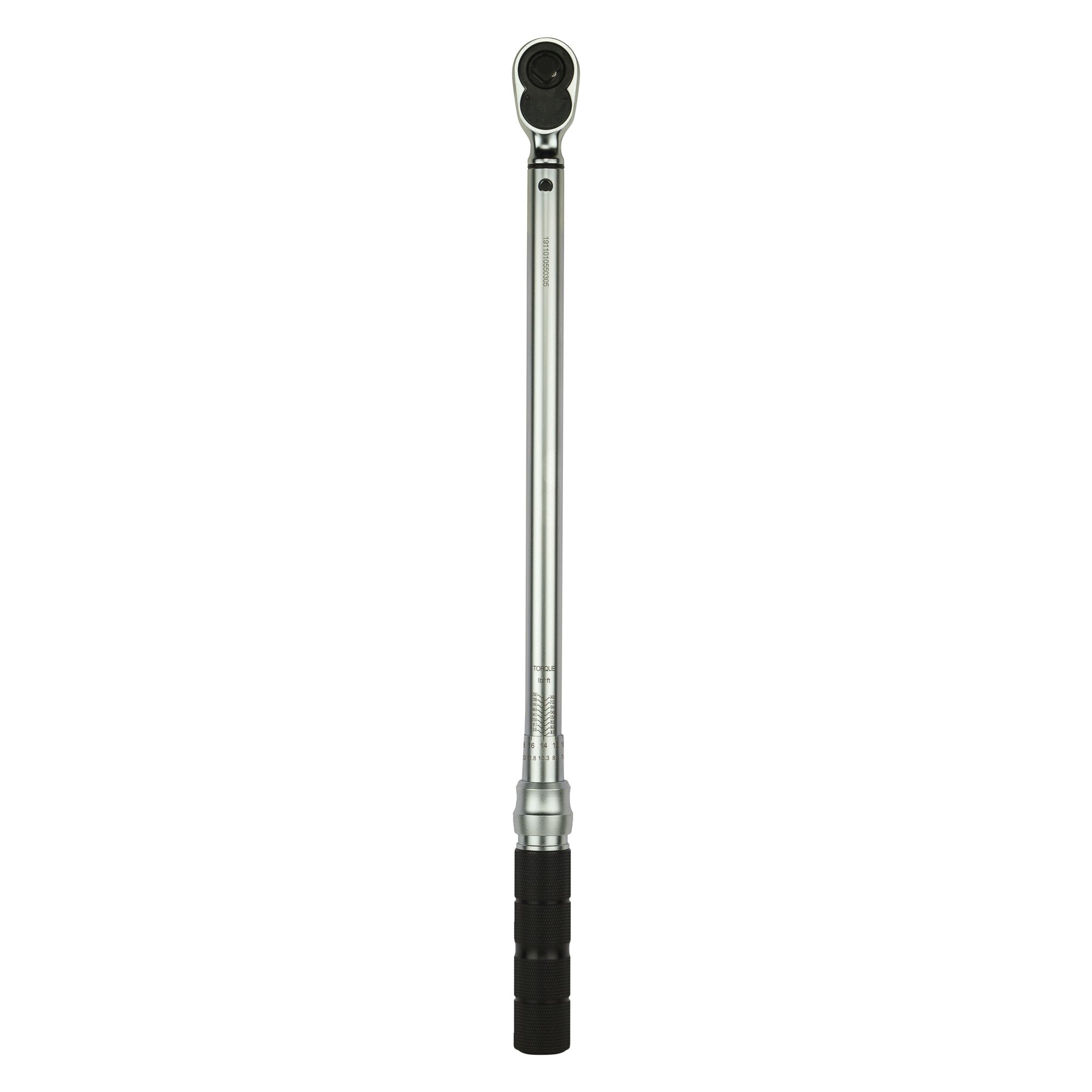 STANLEY STMT73591-8 torque wrench with long silver body and black textured handle, studio front view.