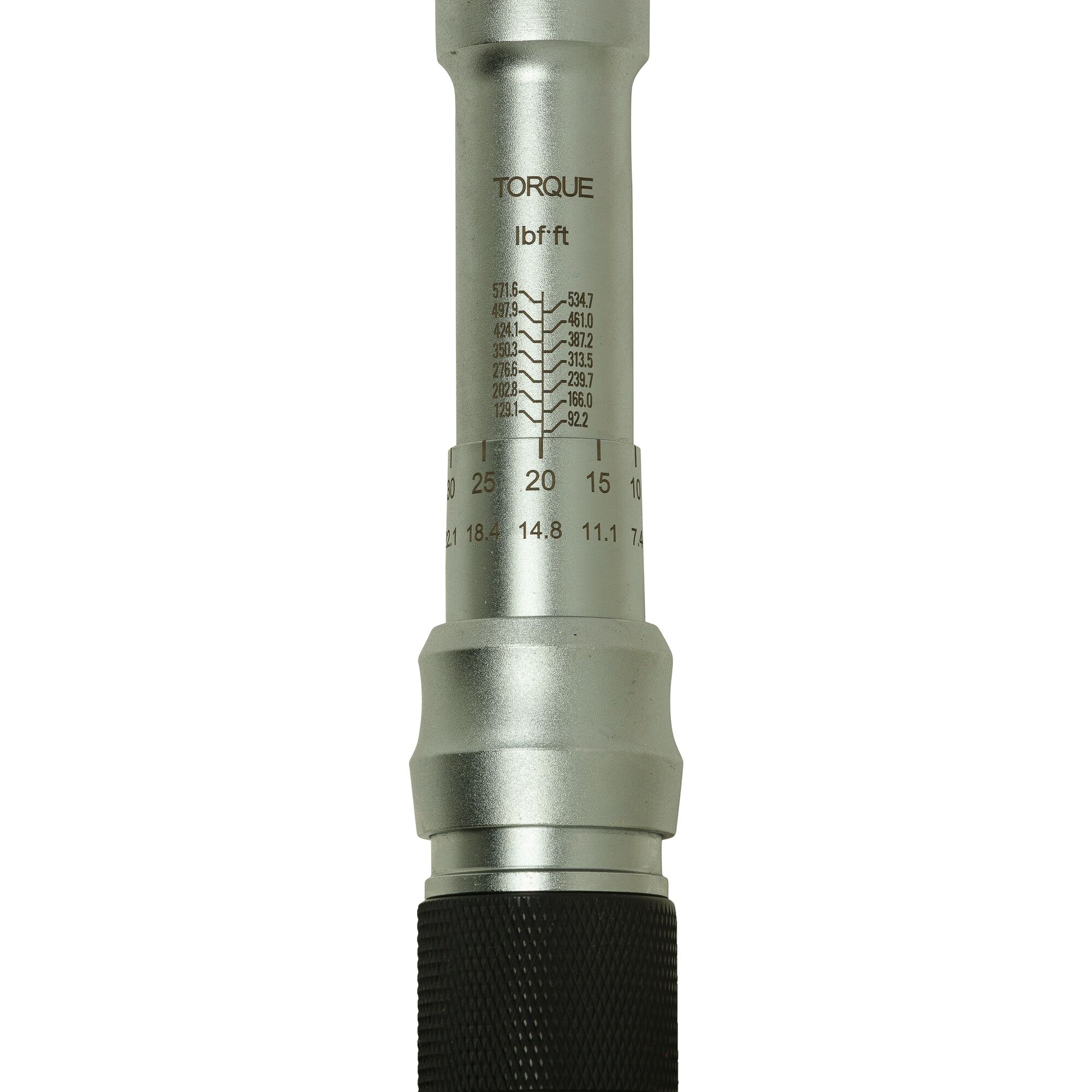 STANLEY STMT73592-8 torque wrench close-up showing scale markings and adjustment handle, white background.