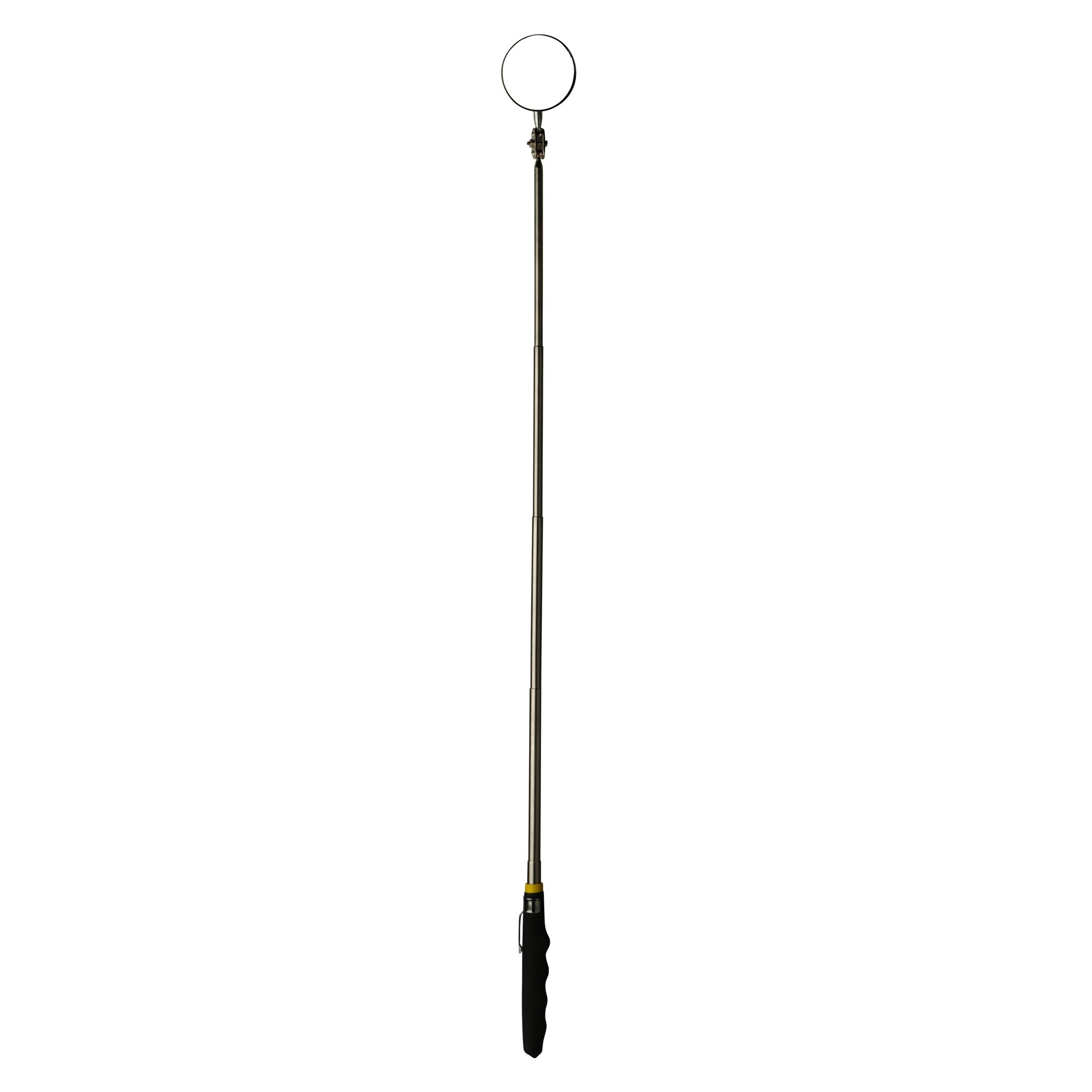 STANLEY STMT78241-8 inspection mirror tool with telescopic handle, black grip, front angle, on white background.
