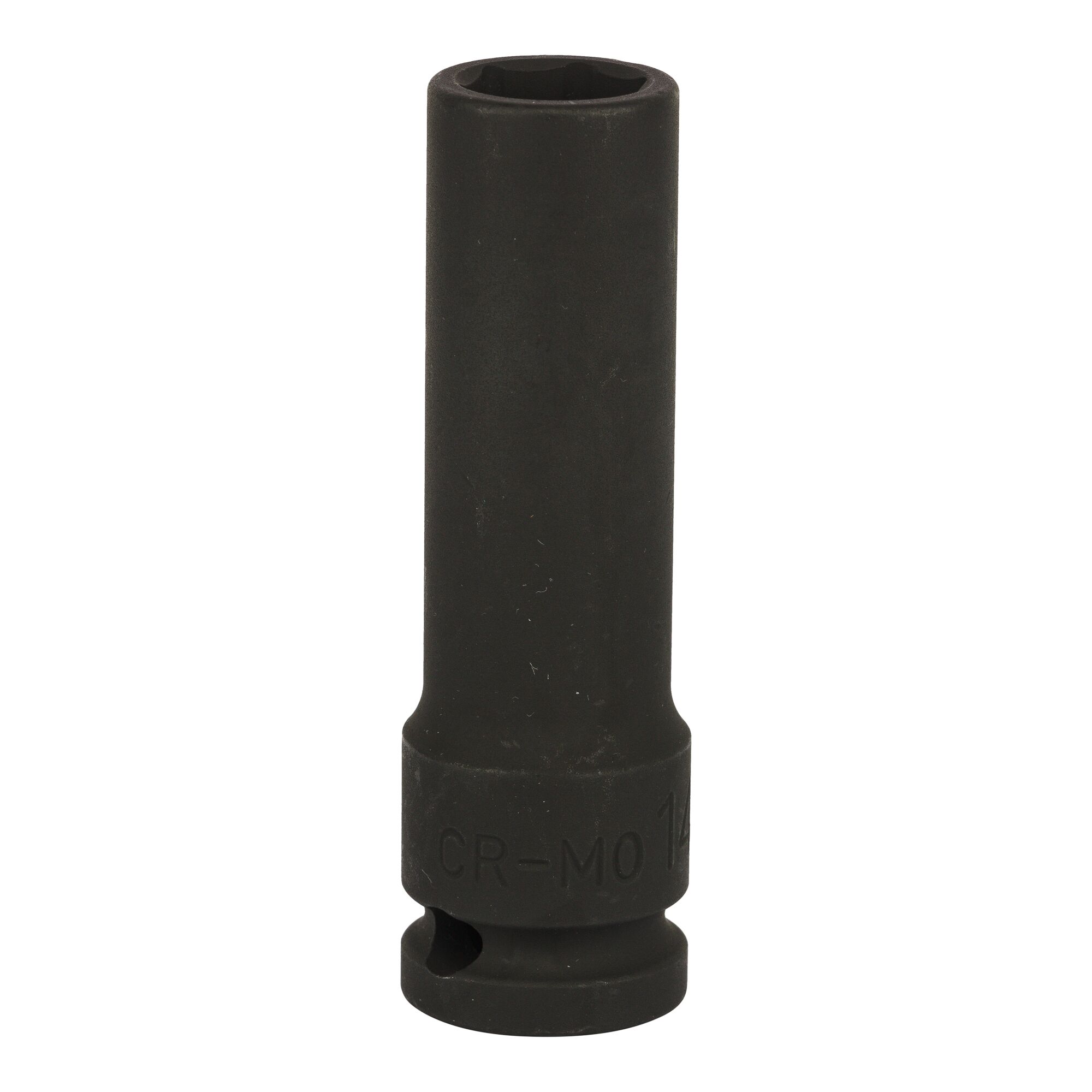 STANLEY STMT87501-8B deep impact socket, black finish, front angle, on white background.