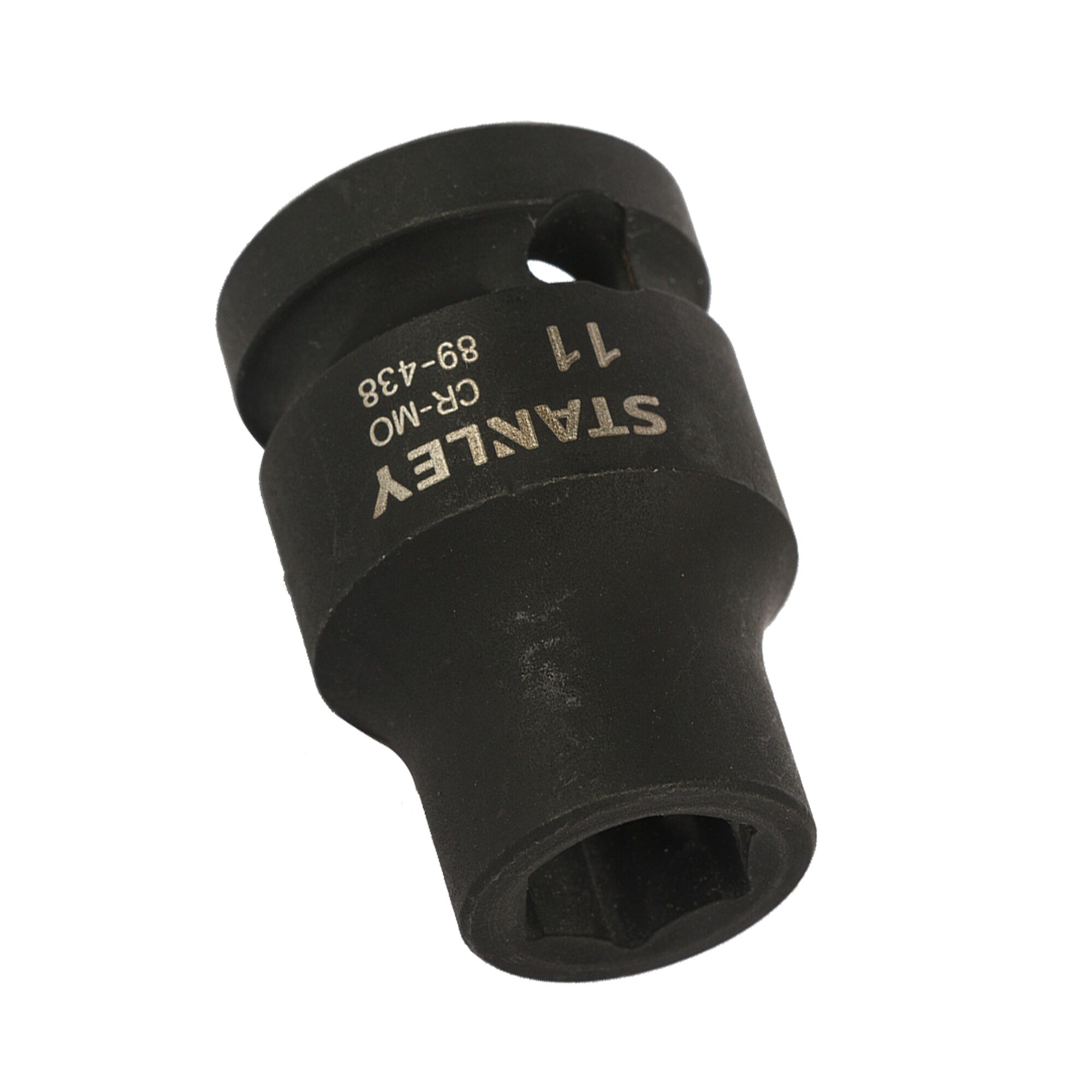 STANLEY STMT89438-8B black impact socket, angled close-up on white background.