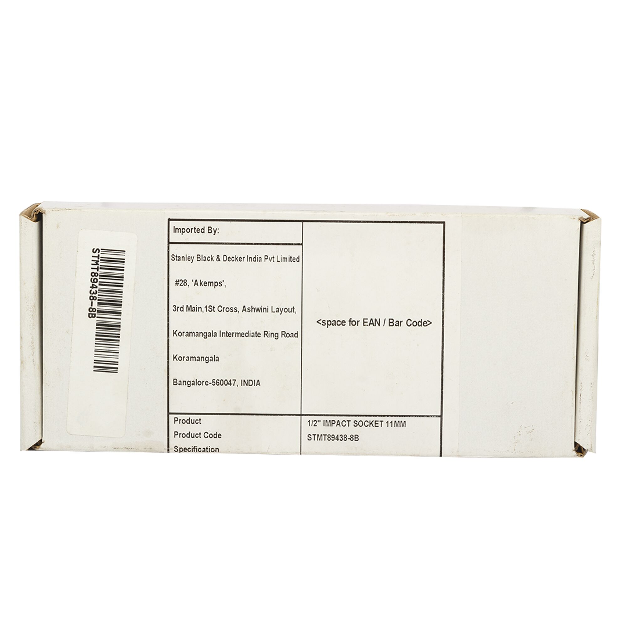 Stanley STMT89438-8B 1/2" impact socket box photographed from rear on white background.