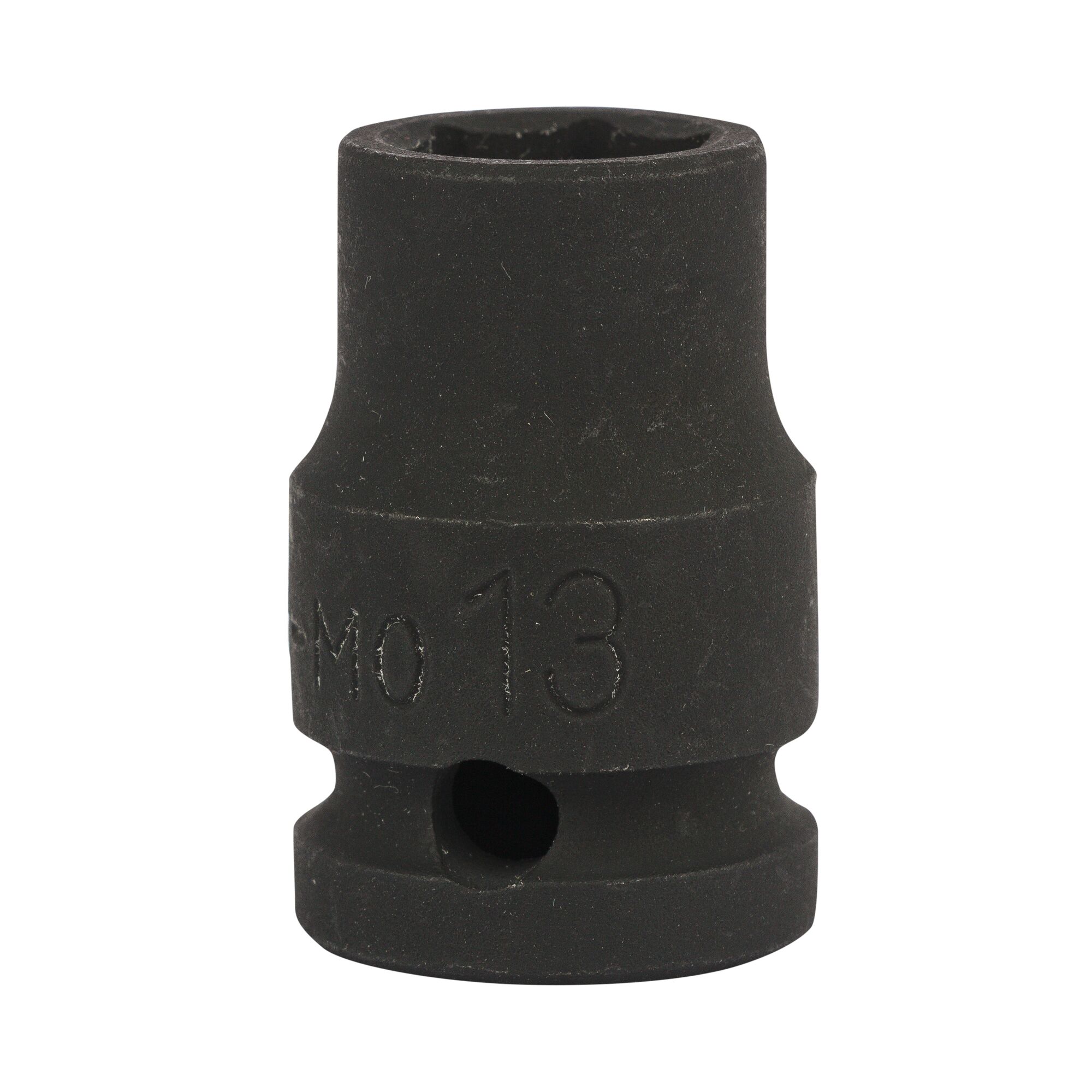 STANLEY STMT89440-8B black impact socket, engraved with size 13, product photography, front angle