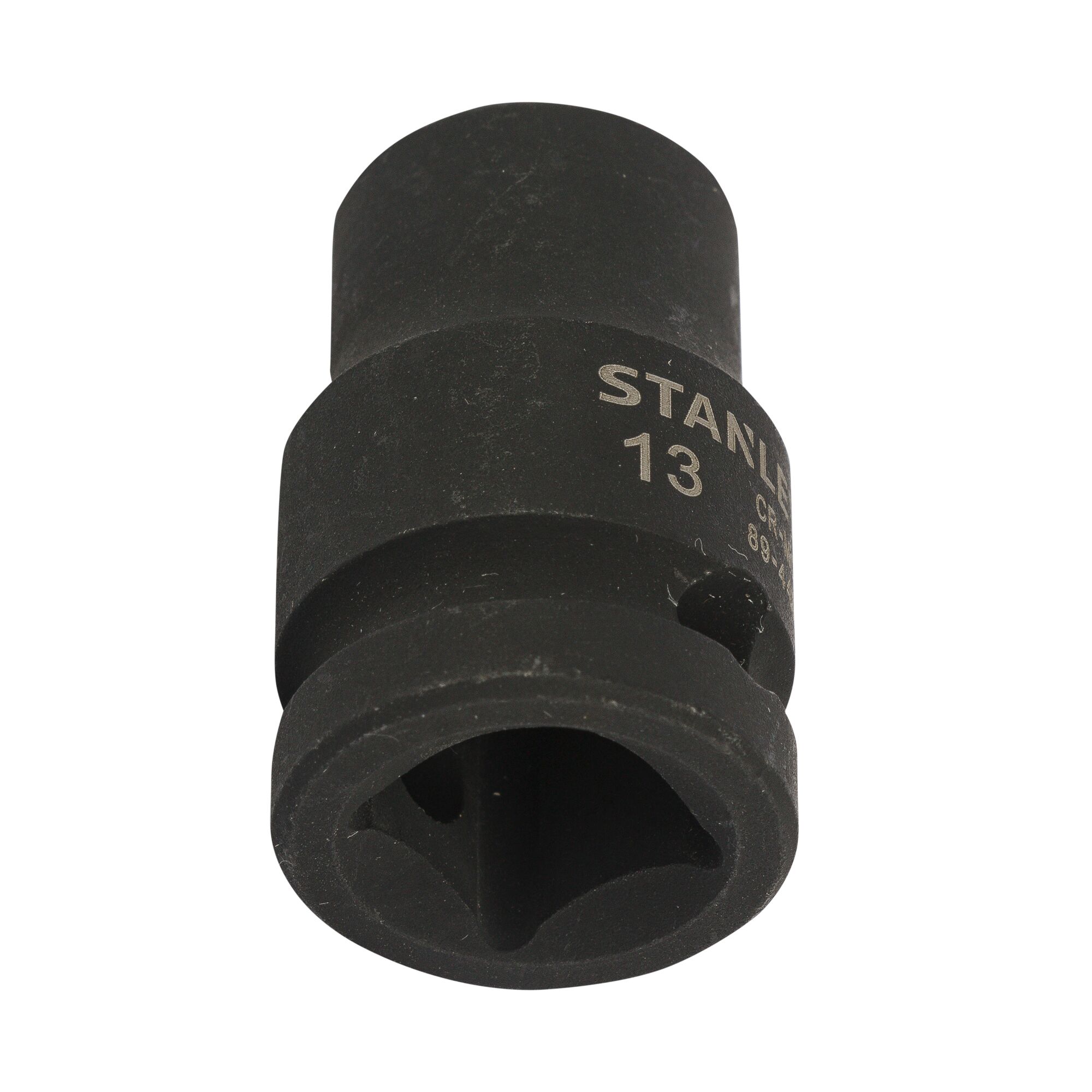 STANLEY STMT89440-8B black impact socket, photography, front angle on white background