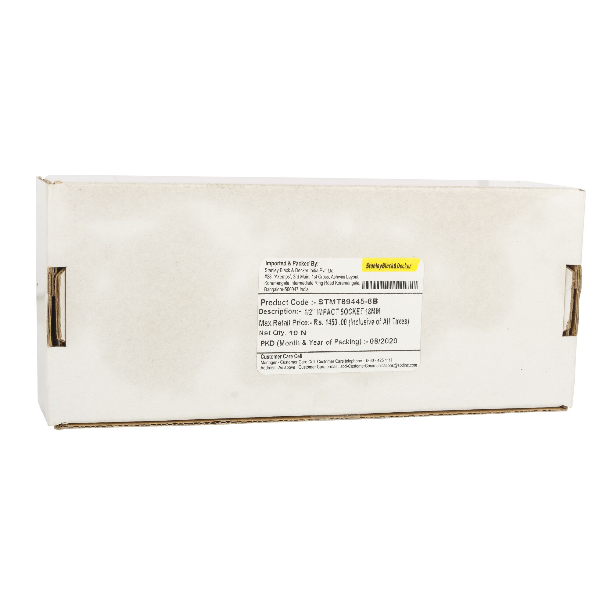 STANLEY STMT89445-8B white rectangular product box, photography, front angle showing label details.