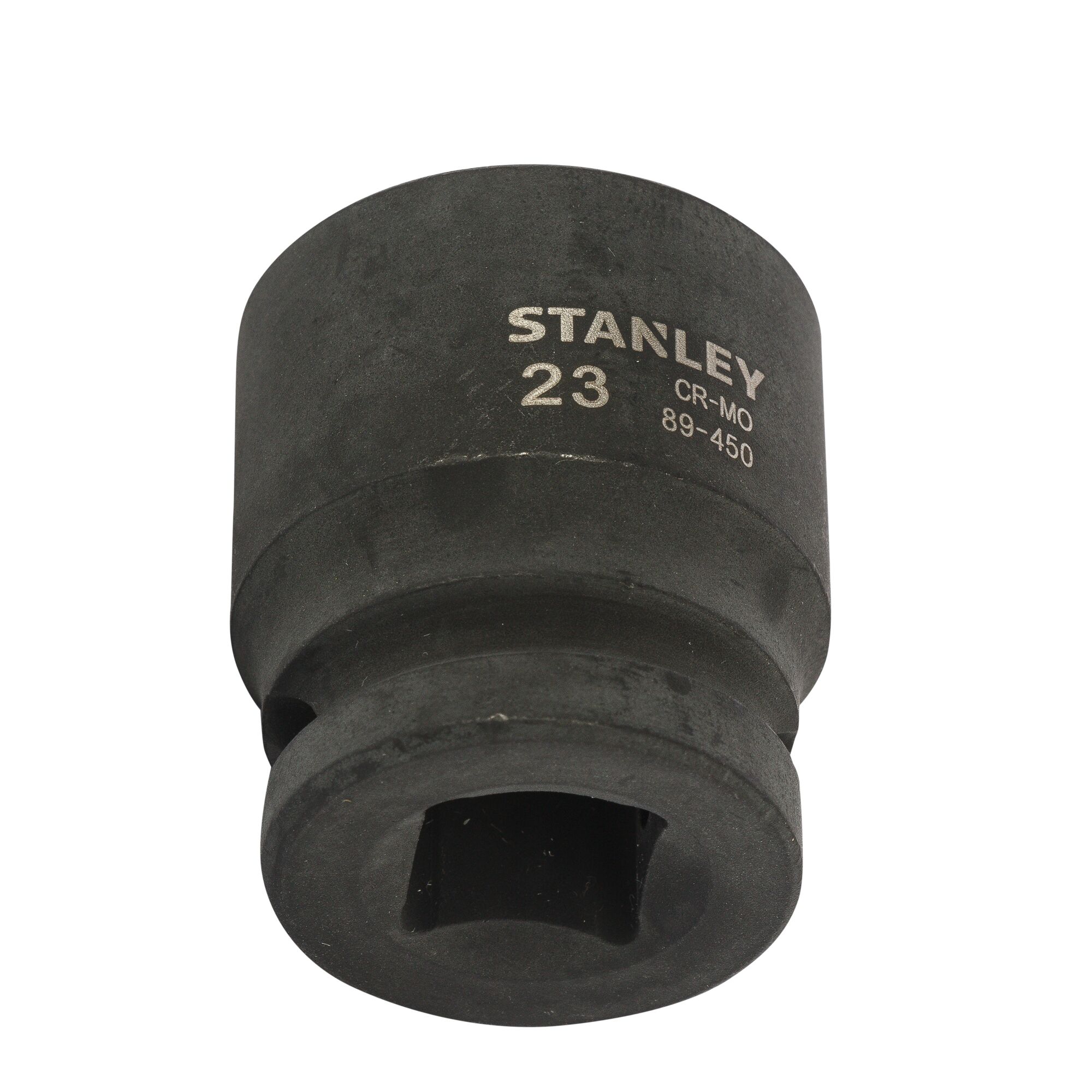 STANLEY STMT89450-8B black impact socket, 23mm, product photography on white background