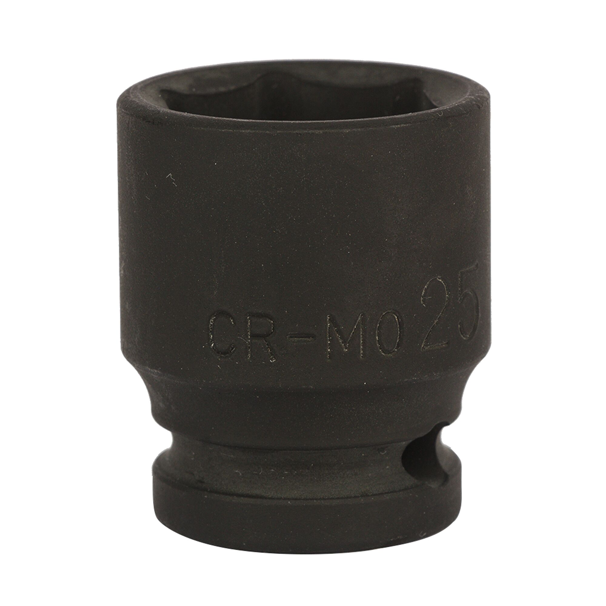 STANLEY STMT89452-8B black impact socket, cylindrical, side view on white background