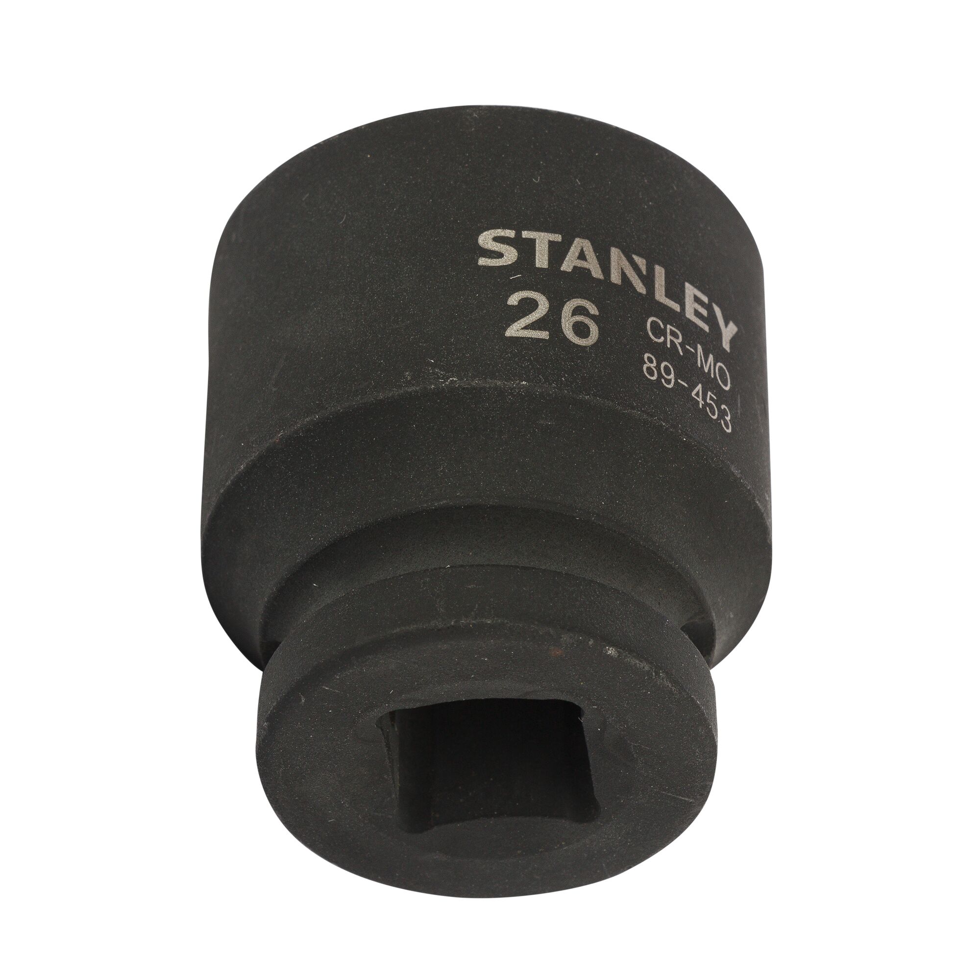 STANLEY STMT89453-8B impact socket, black, front angle on white background.
