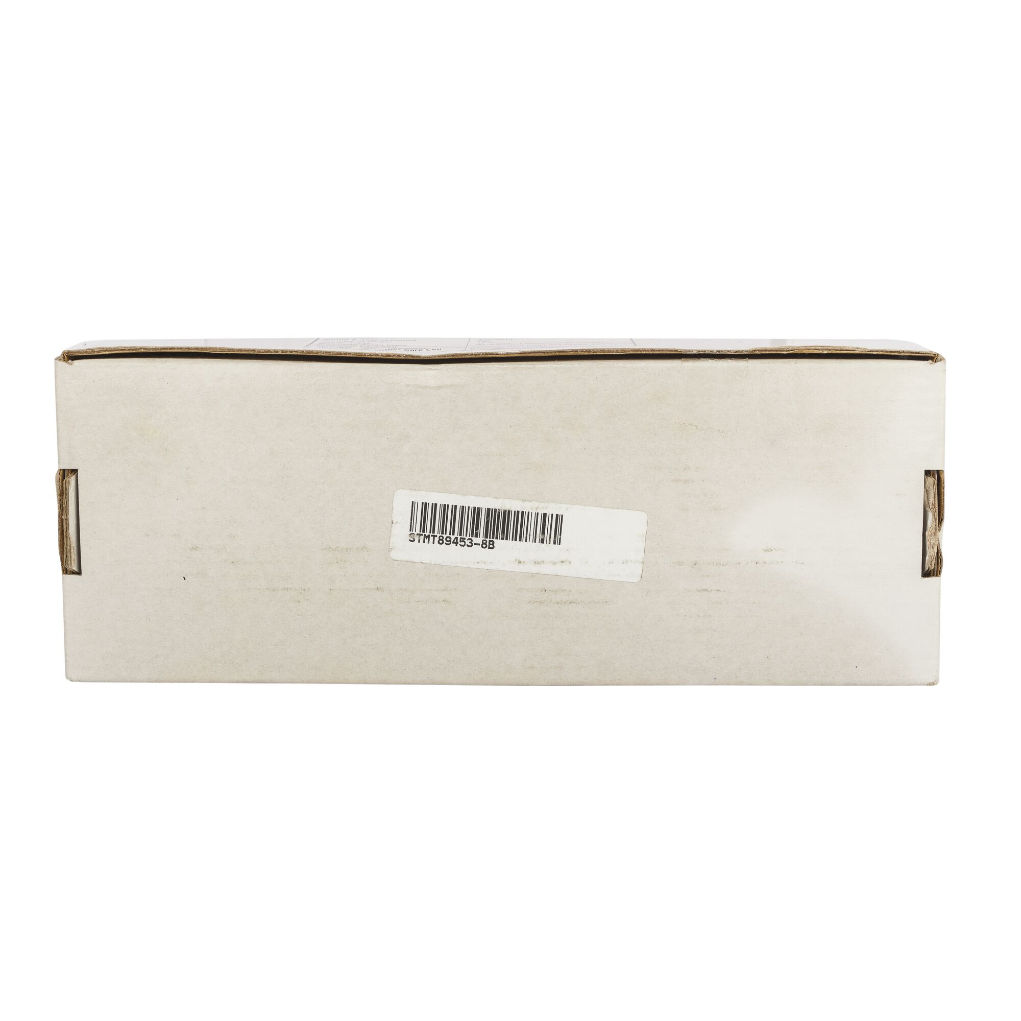 STANLEY STMT89453-8B plain cardboard box, front angle, with barcode label, product packaging.
