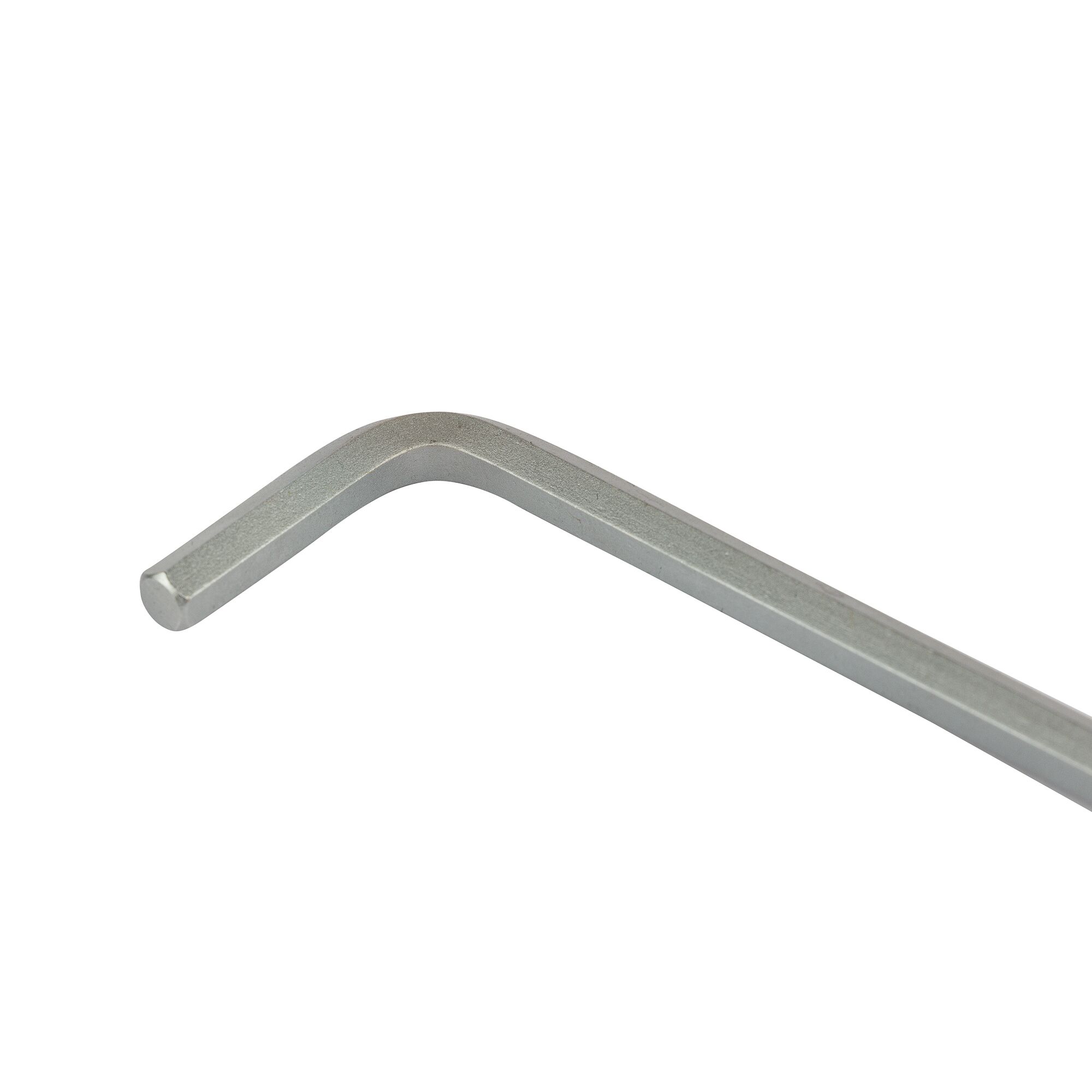 Close-up image of a silver hex key (Allen wrench) with an L-shaped design on a white background.