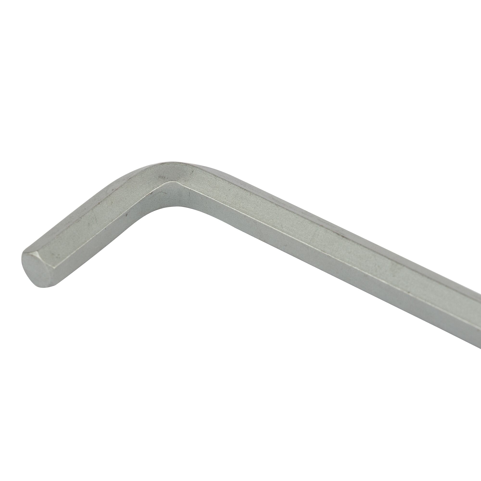 A close-up image of a silver hex key or Allen wrench with an L-shaped design.