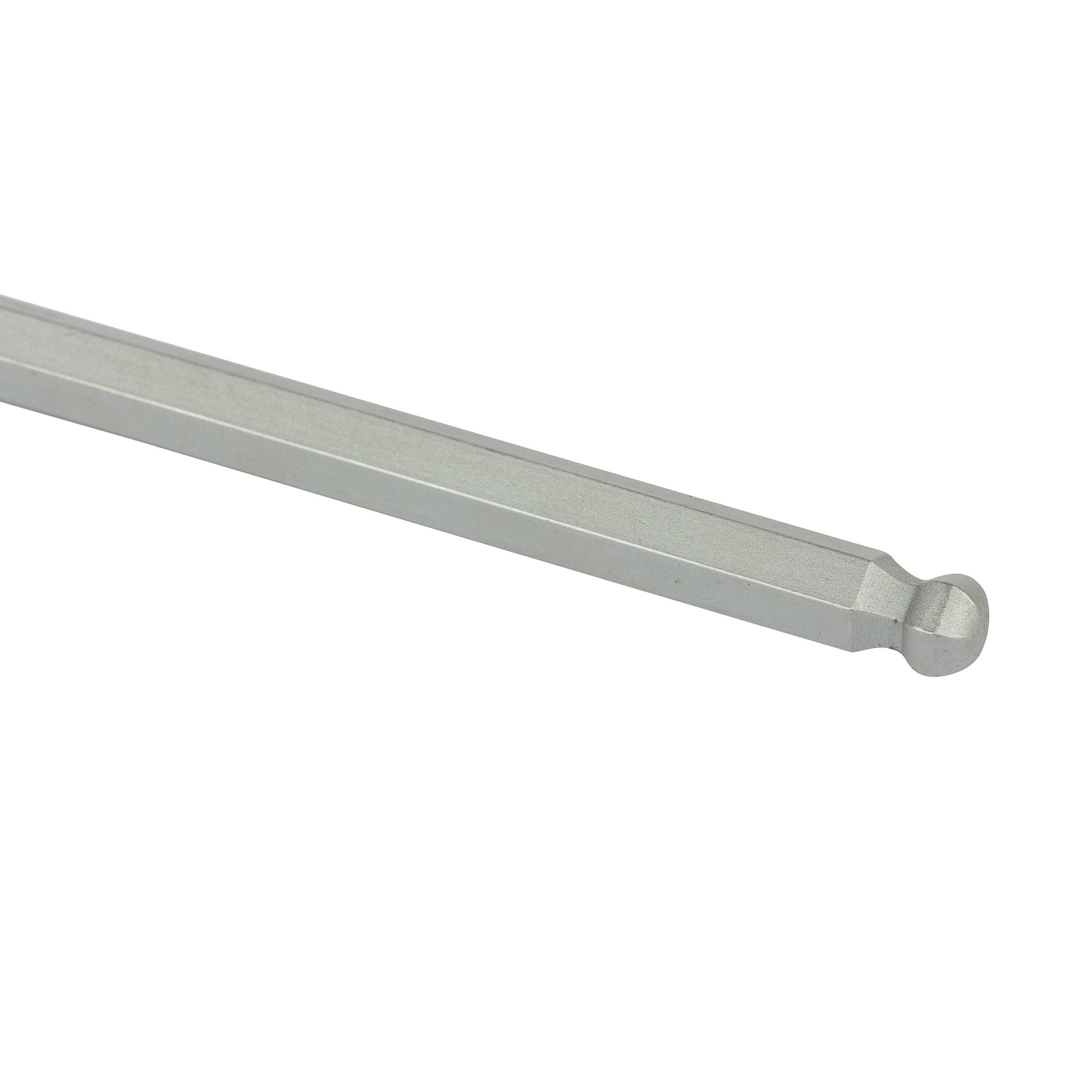 Close-up image of a silver hexagonal ball-end Allen key tool on a white background.